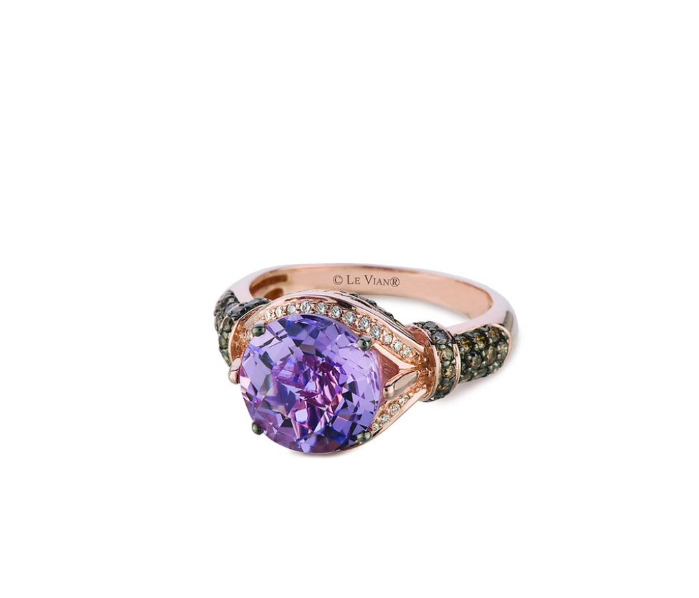 LEvian® Grand Sample Sale 14k Strawberry Gold 3.50 Ct. Tw. Diamond & Grape Amethyst Ring- size 10, can be resized for free