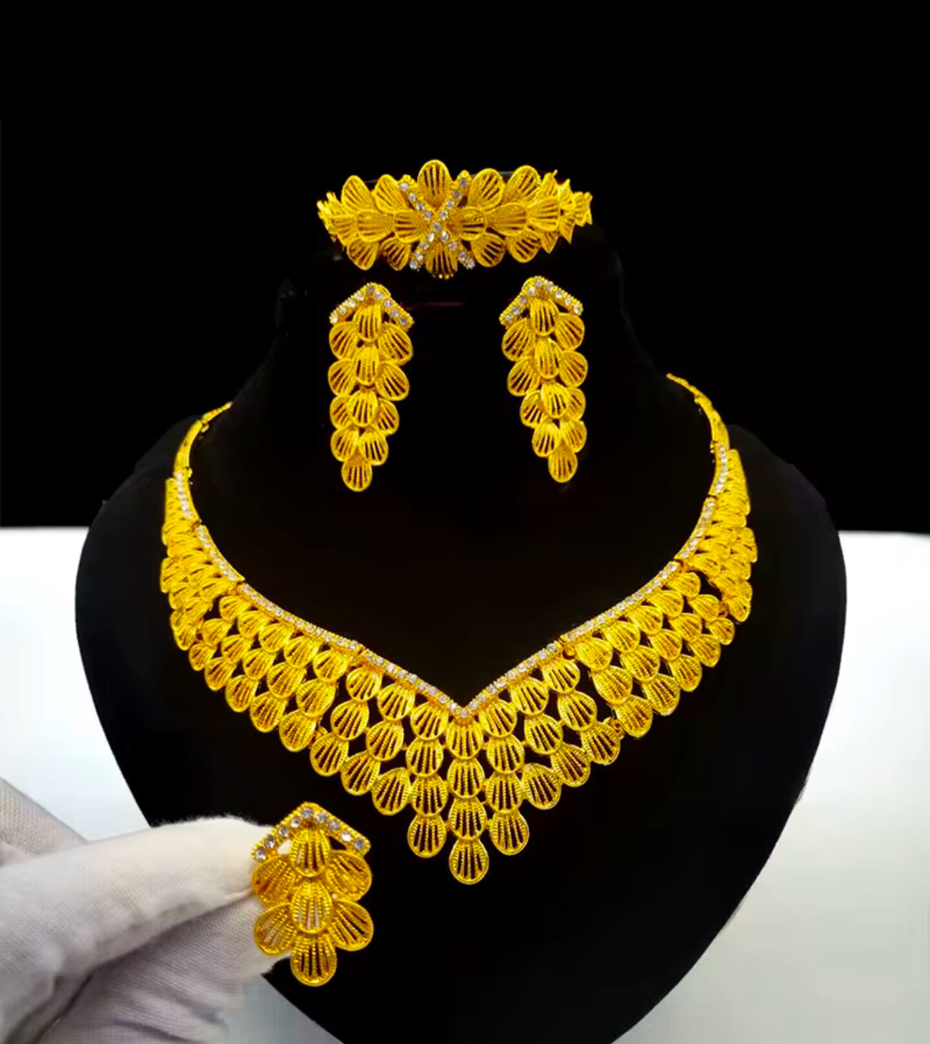 1 Gram 24k Gold Plated Sterling Silver Modern Set 383113