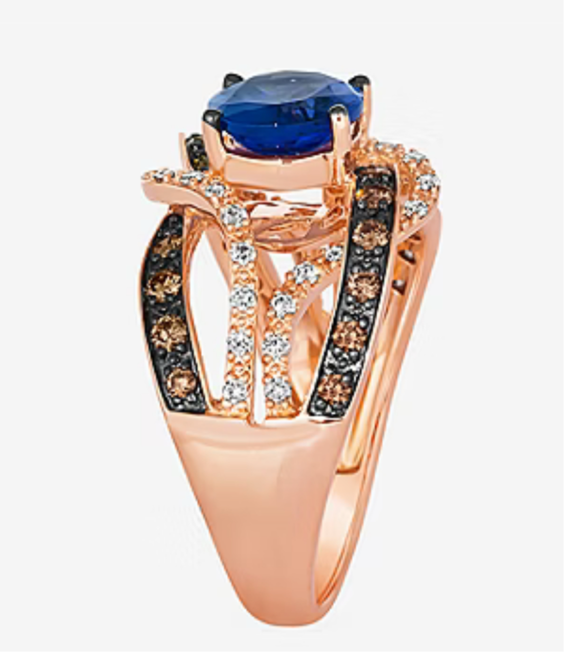 LeVian® Ring featuring 1 3/4 CT. Blueberry Tanzanite® 1/3 CT. Chocolate Diamonds® 1/5 CT. Nude Diamonds™ set in 14K Strawberry Gold®