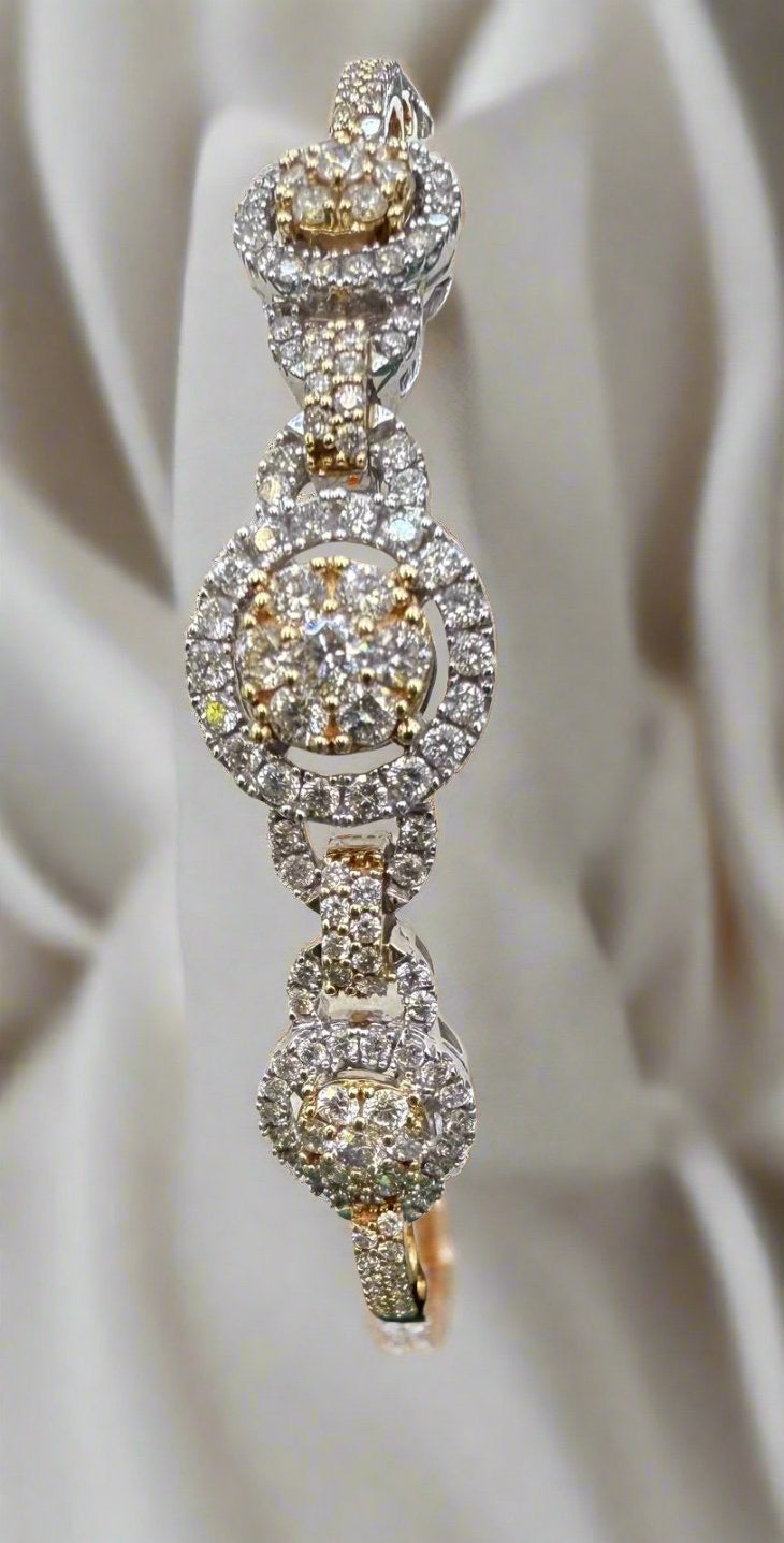 1.98 CT. T.W. Round Cut Diamond Cuff Bracelet in 14K Gold