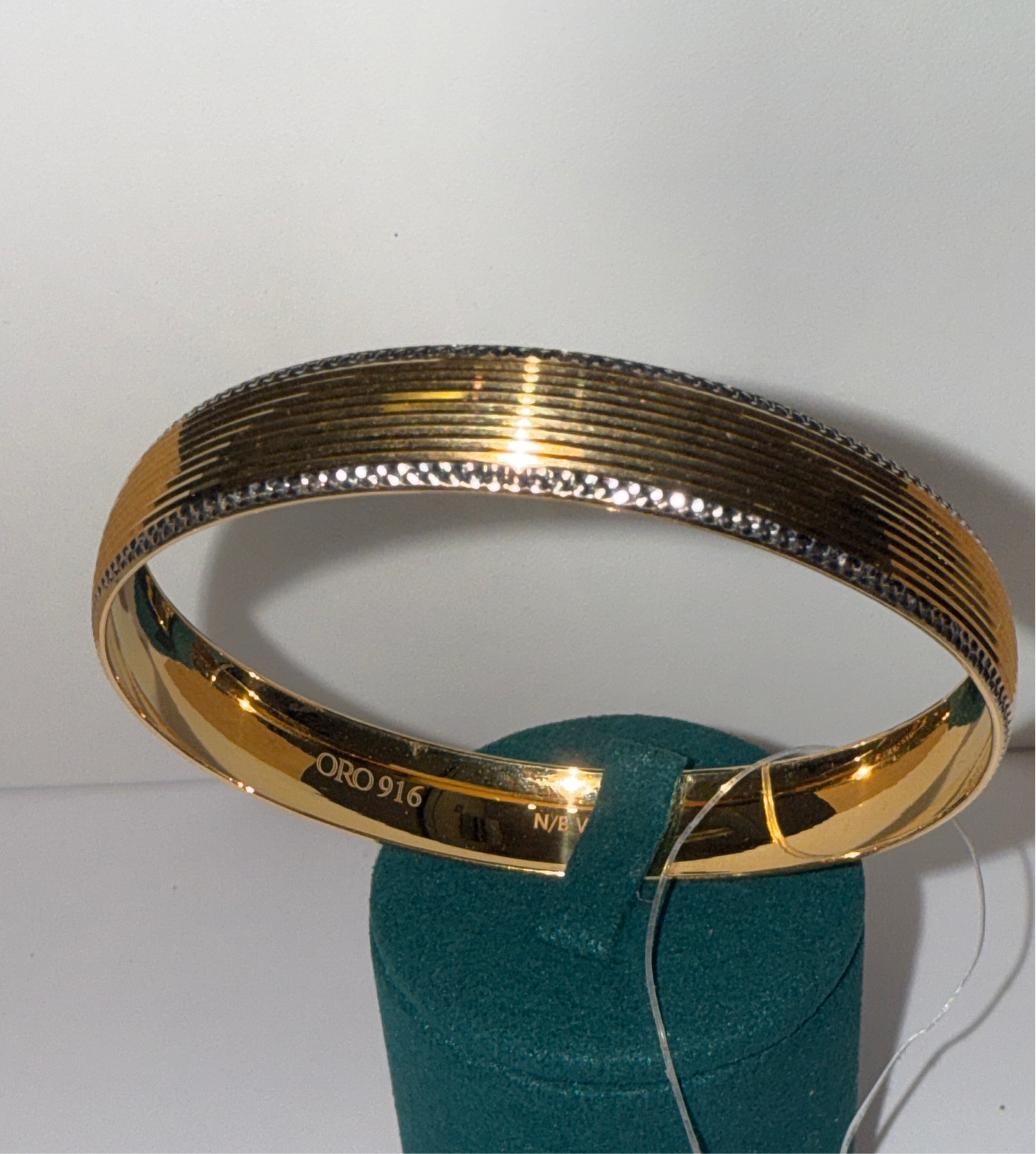 Oro - Italian Designer 22K in two Color  Gold and Rhodium Plated Stackable Bangle. 23.28g, 2.6 inches -  SKU: BR065