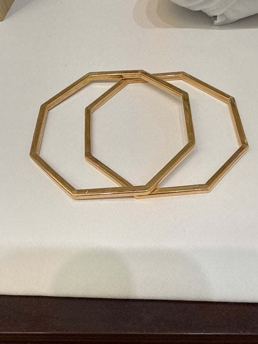 One-of-a-kind Custom Design Hexagon shaped Rose Gold Plated in 22K Gold Stackable Bangle. 2.10 inches -  15.1g SKU:BA014A
