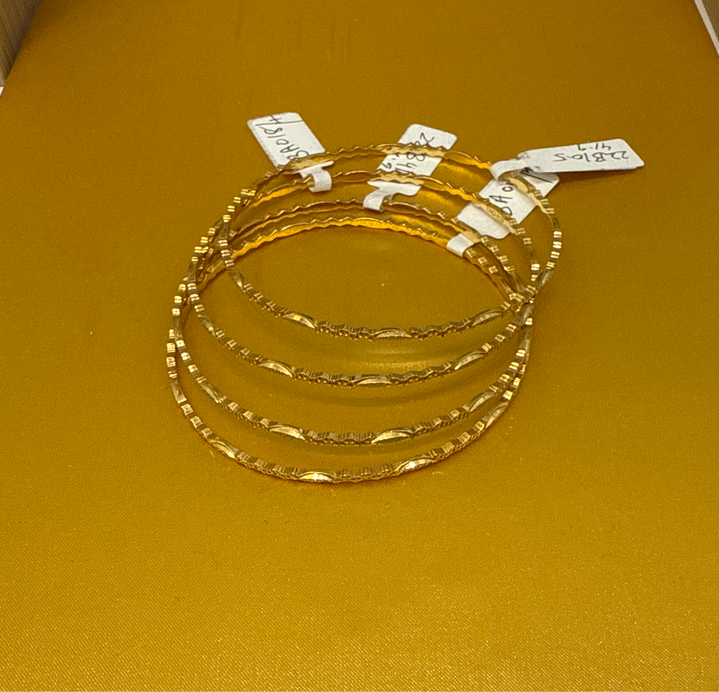 22K Gold Handmade Wedding 4 Bangles Rhodium Plated 2.9 Inches, 42.1g SKU: BA018S