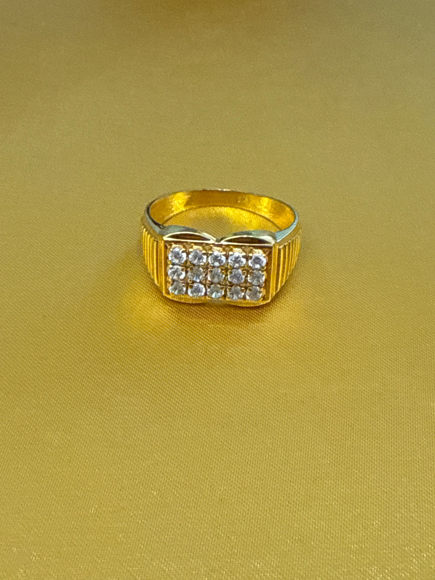 Men Wedding Anniversary Ring with White Sapphire 2 CT 22K Gold Size 10.5 Weight:5.0  SKU: R0231MW