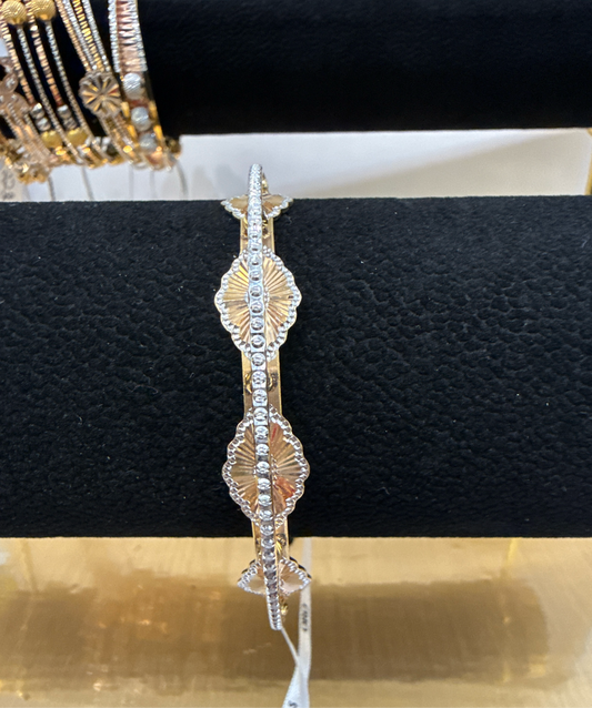 ORO Italian Designer 22K Yellow Gold decorated with Rhodium Stackable Bangle 2.6 inches - 21.12g SKU:BR0015O
