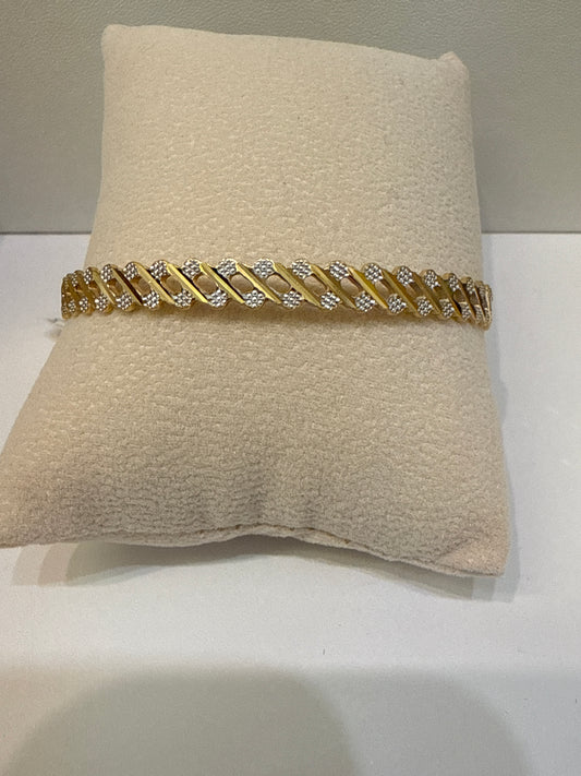 Oro - Italian Designer 22K in two Color  Gold and Rhodium Plated Stackable Bangle. 2.6 inches - 12.80g SKU:BR063