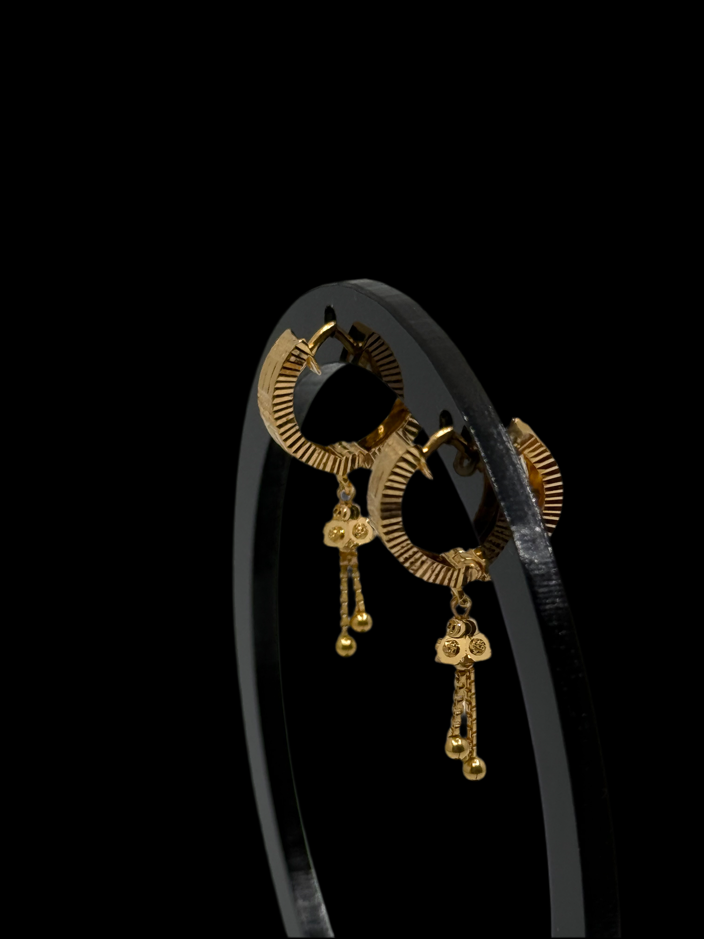 22K Gold earrings small fancy laser cut for youth and adults