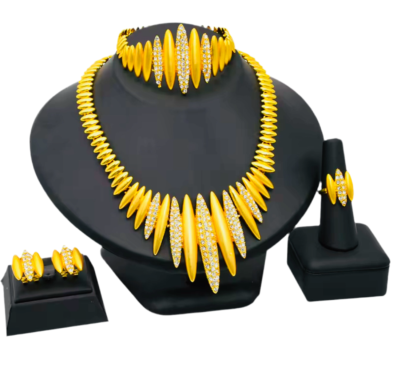 1 Gram 24k Gold Plated Sterling Silver Modern Set 3825