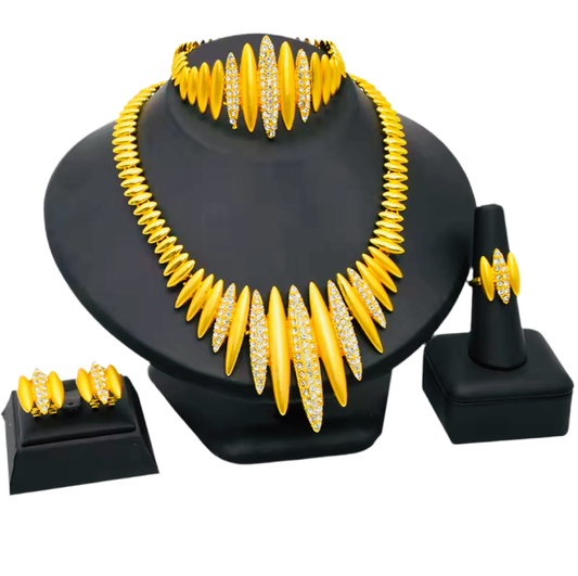 1 Gram 24k Gold Plated Sterling Silver Modern Set 3825
