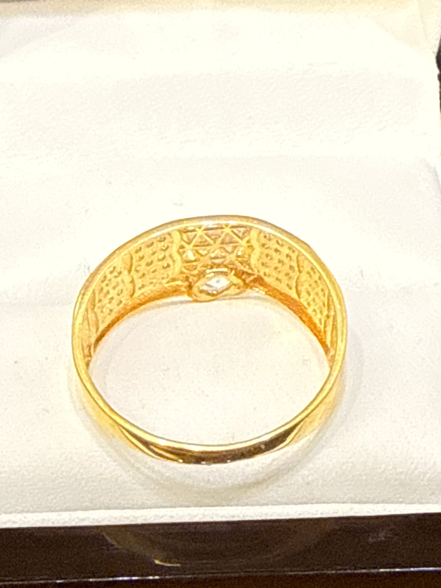 Must Have Engagement or Wedding Anniversary Contemporary Design a with Modern take 2.0 CT Zircon Sapphire Rhodium Plated 22K Gold Size 8.5, 4.1g  SKU: R0123W