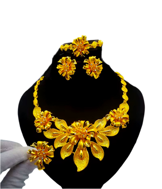 1 Gram 24k Gold Plated Sterling Silver Modern Set 38301
