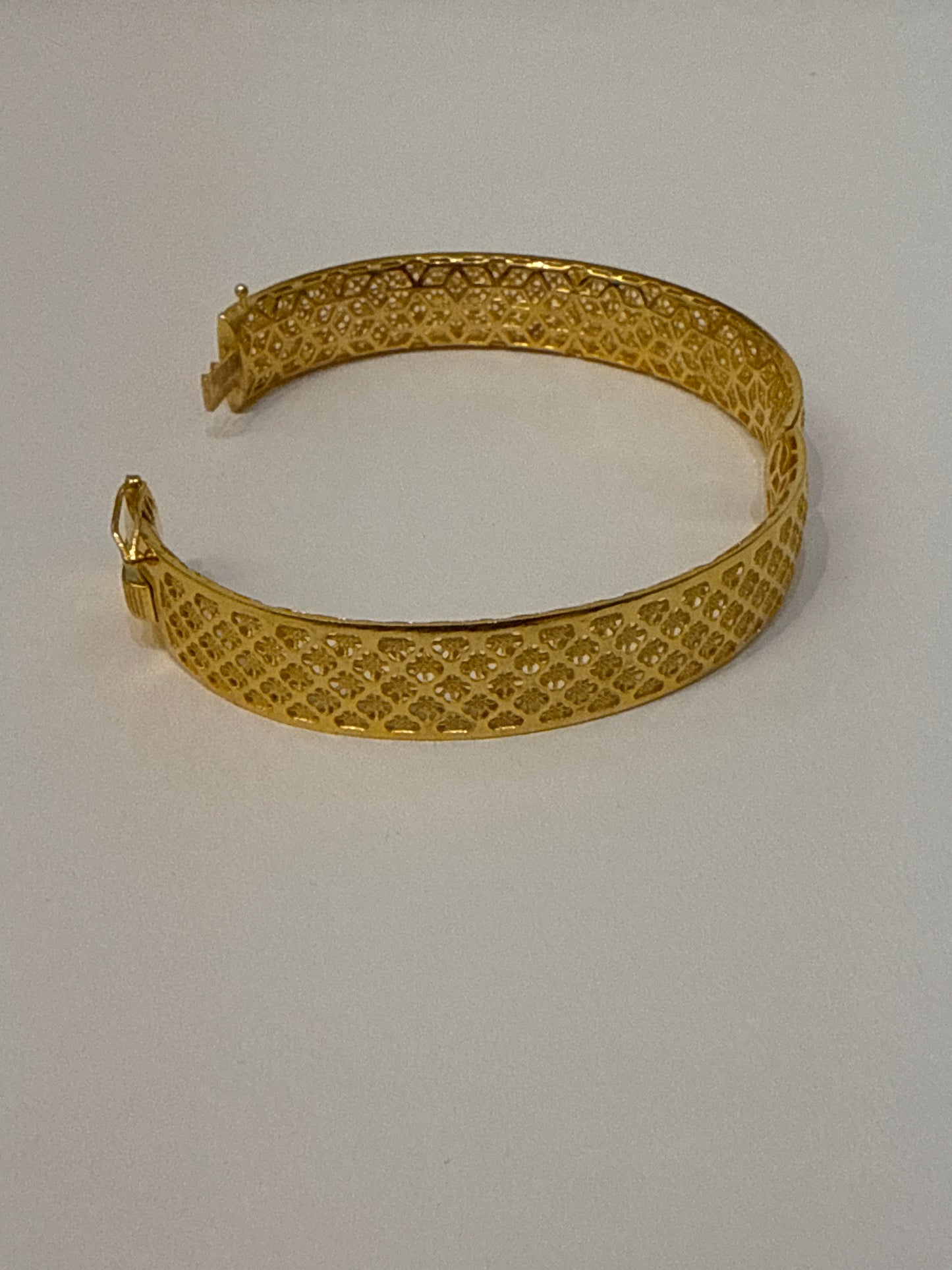 French Filigree Custom Design with Galleria 22K in Yellow Gold with Double Safety Lock VIP Bangle 2.7 - 25.2g SKU:BR0046BB