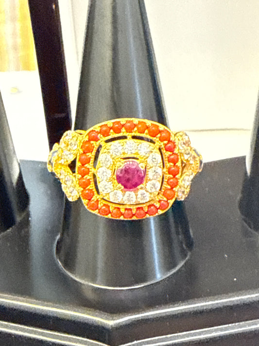 Gemstone Ring 22K Gold 7.5Size , Weight: 5.6g SKU:RW088