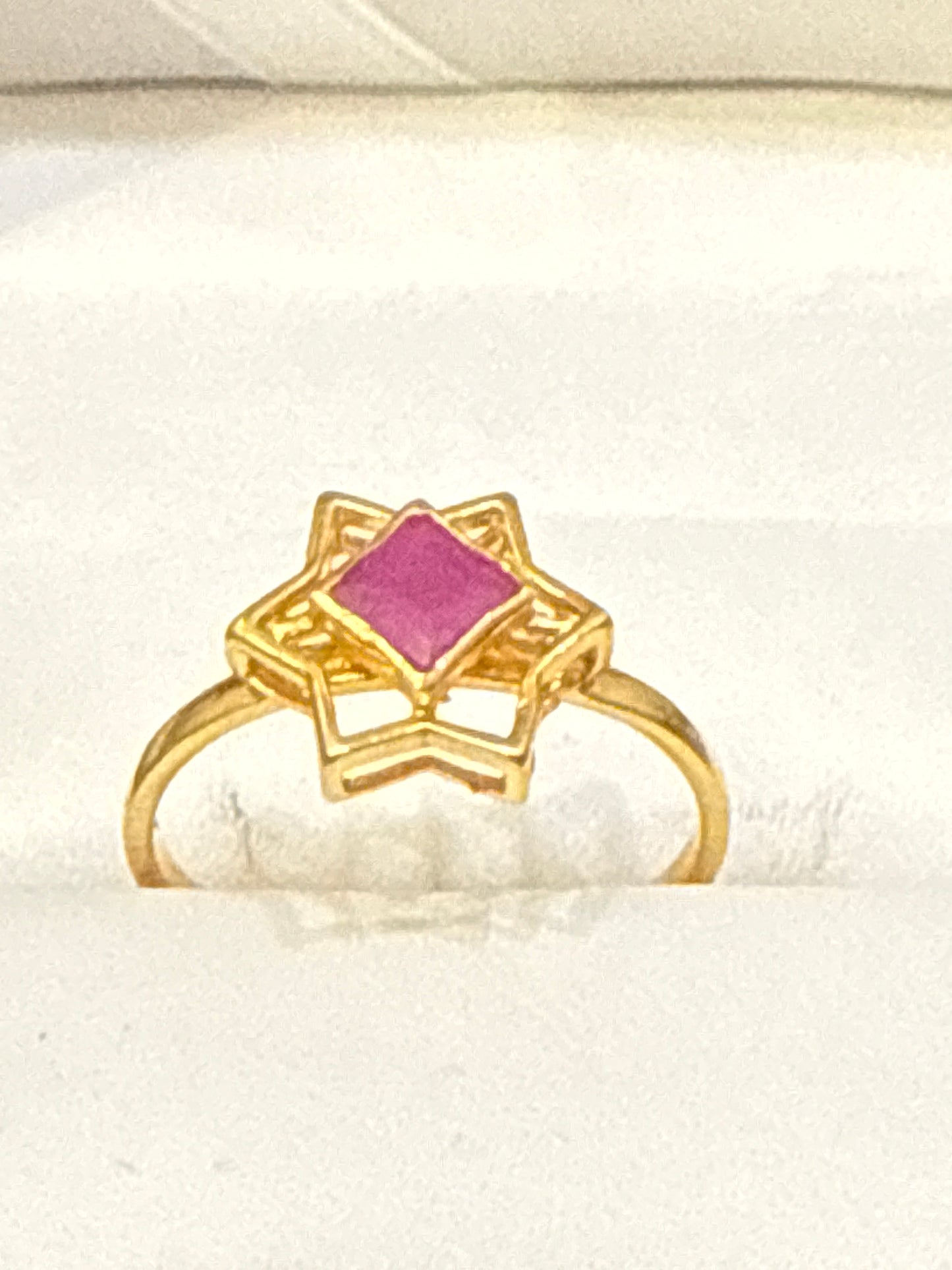 Must Have Modren Contemporary Design 1.1 CT Ruby Hand Made 22K Gold Size 6.5, 2.3g  SKU: R0147W