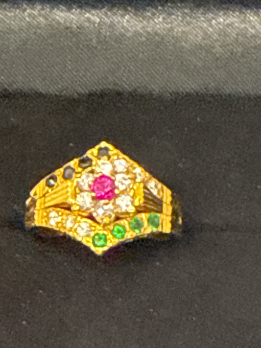 Gemstone Ring 22K Gold Size 6.5, Weight: 6.3g SKU:RW0100