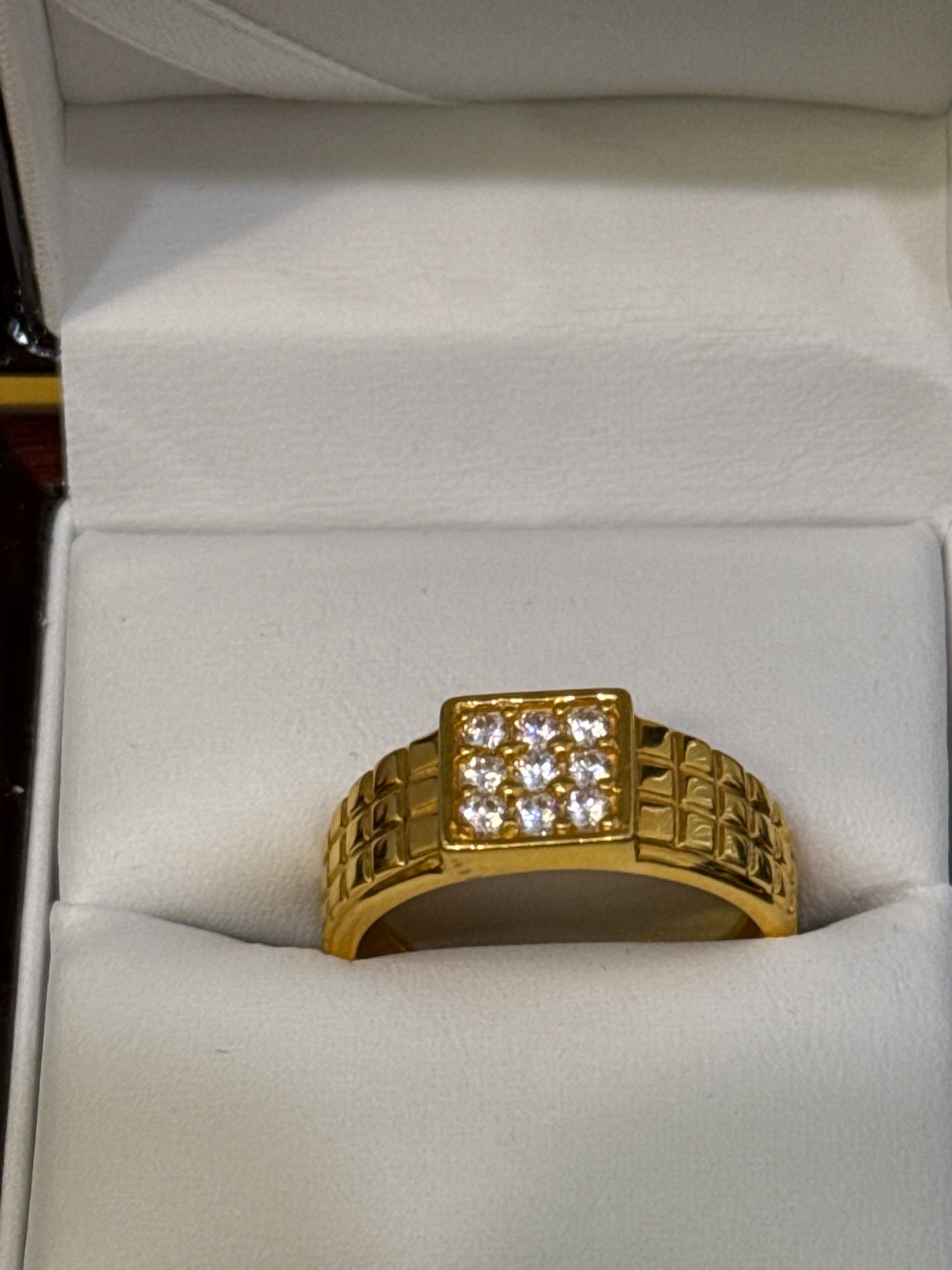 Men Wedding Anniversary Ring with White Sapphire 2 CT 22K Gold Size 10.5 Weight: 7.6g  SKU: R0229MW