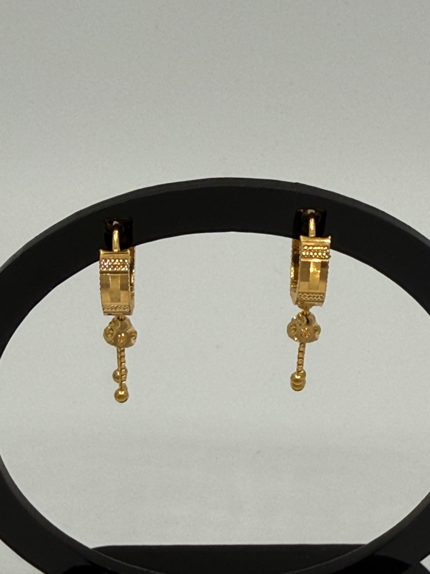 22K Gold earrings small fancy laser cut for youth and adults