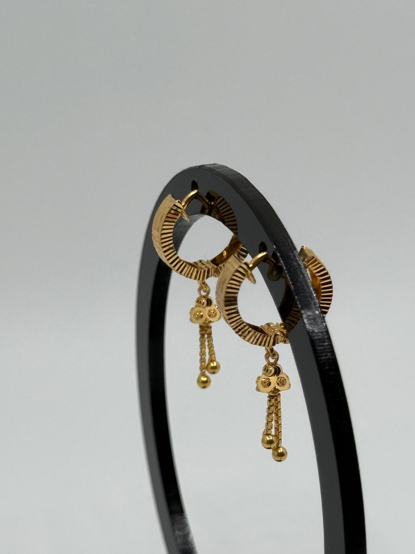 22K Gold earrings small fancy laser cut for youth and adults