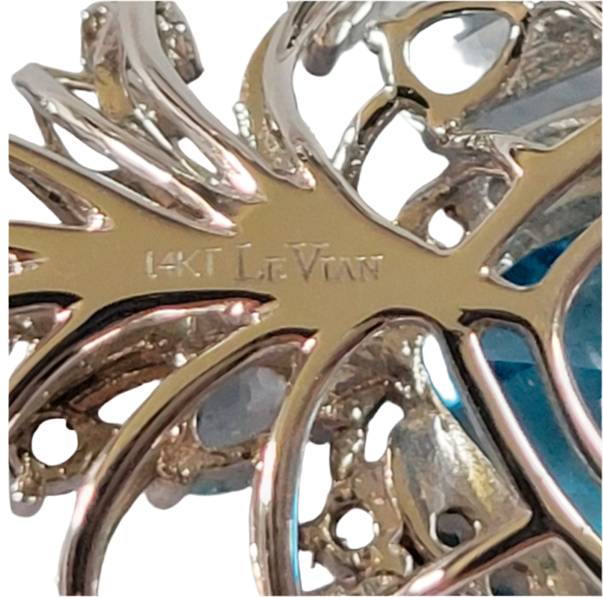 LeVian crazy collection 11.50CT Topaz & Smoky Quartz 2¼ inches long Pendant in 14k White Gold