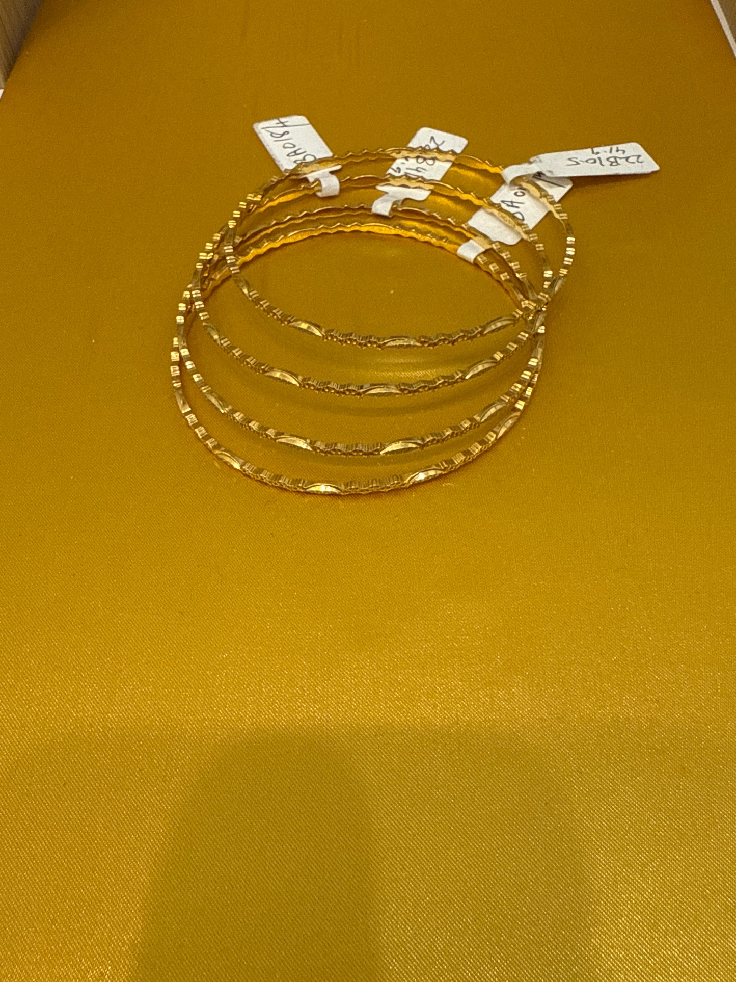 22K Gold Handmade Wedding 4 Bangles Rhodium Plated 2.9 Inches, 42.1g SKU: BA018S