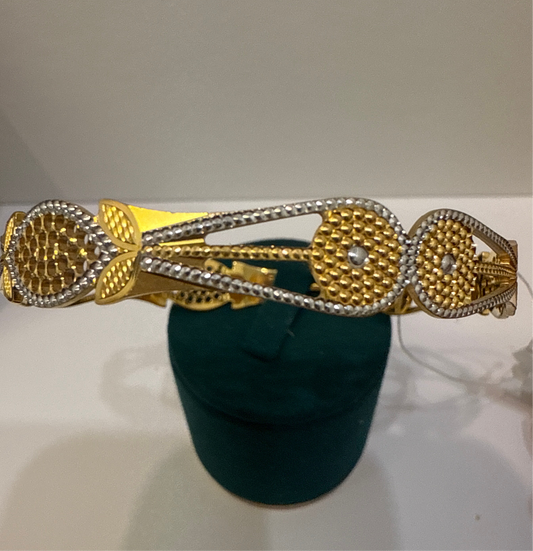 Oro - Italian Designer 22K in two Color  Gold and Rhodium Plated Stackable Bangle. 20.35g, 2.6 inches -  SKU: BR075
