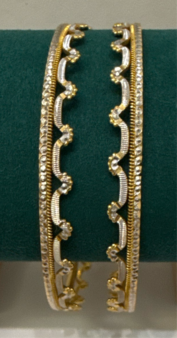 22K Gold Handmade Wedding 6 Bangles Rhodium Plated 145g SKU: BA008A