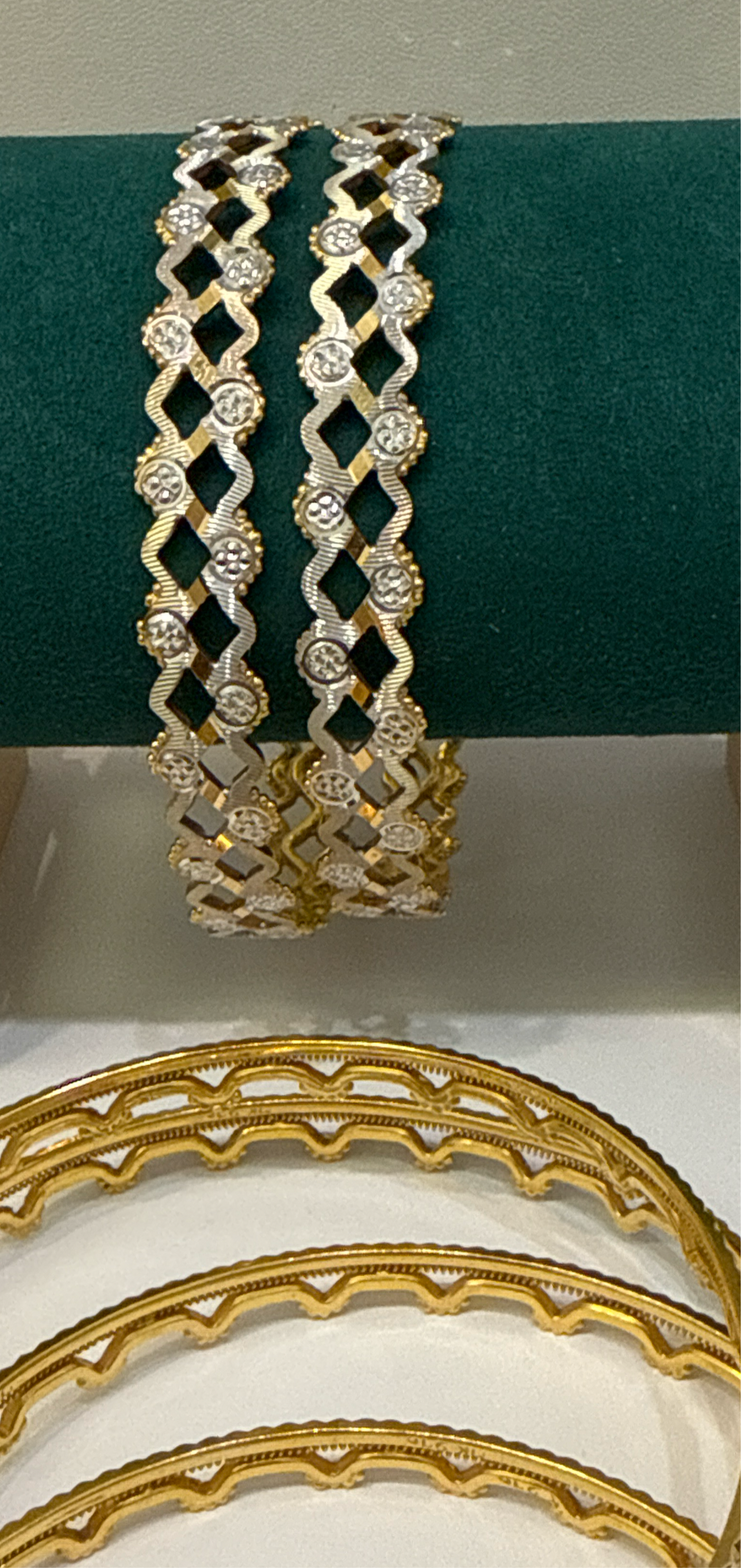 22K Gold Handmade Wedding 6 Bangles Rhodium Plated 145g SKU: BA008A