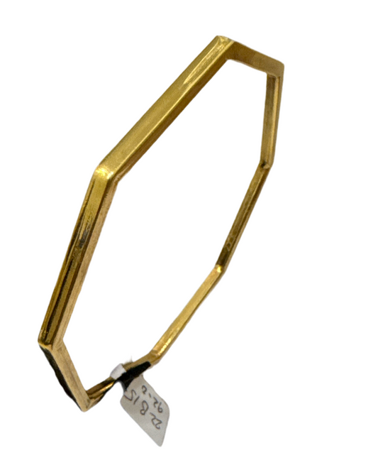 One-of-a-kind Custom Design Hexagon shaped in 22K Gold Stackable Bangle. 2.10 inches -  15.2g SKU:BA014