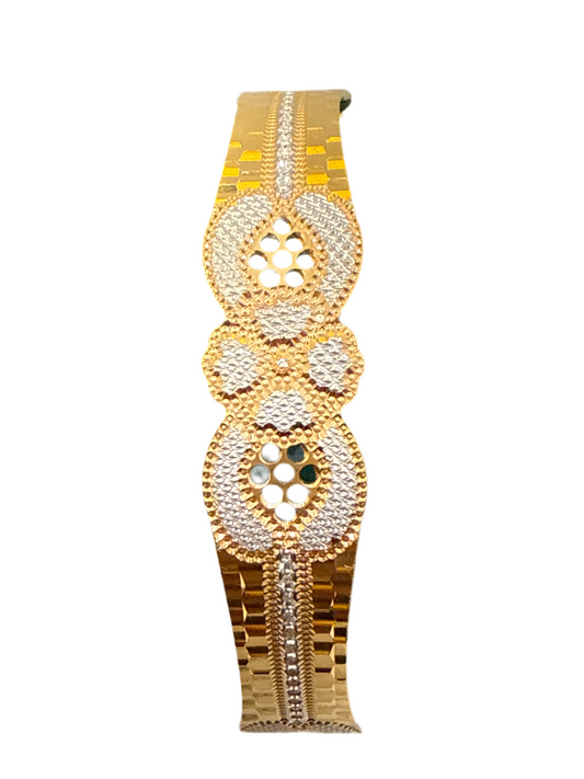 Italian Designer 22K in two Color Rose Gold and Rhodium Plated Stackable Bangle 2.6 inches - 27.4g SKU:BR0077O