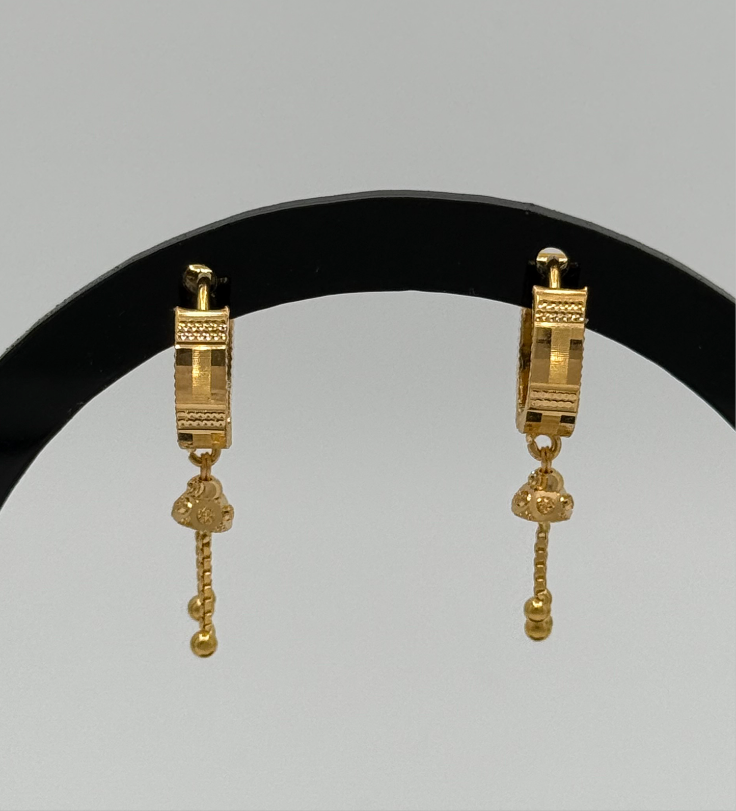 22K Gold earrings small fancy laser cut for youth and adults