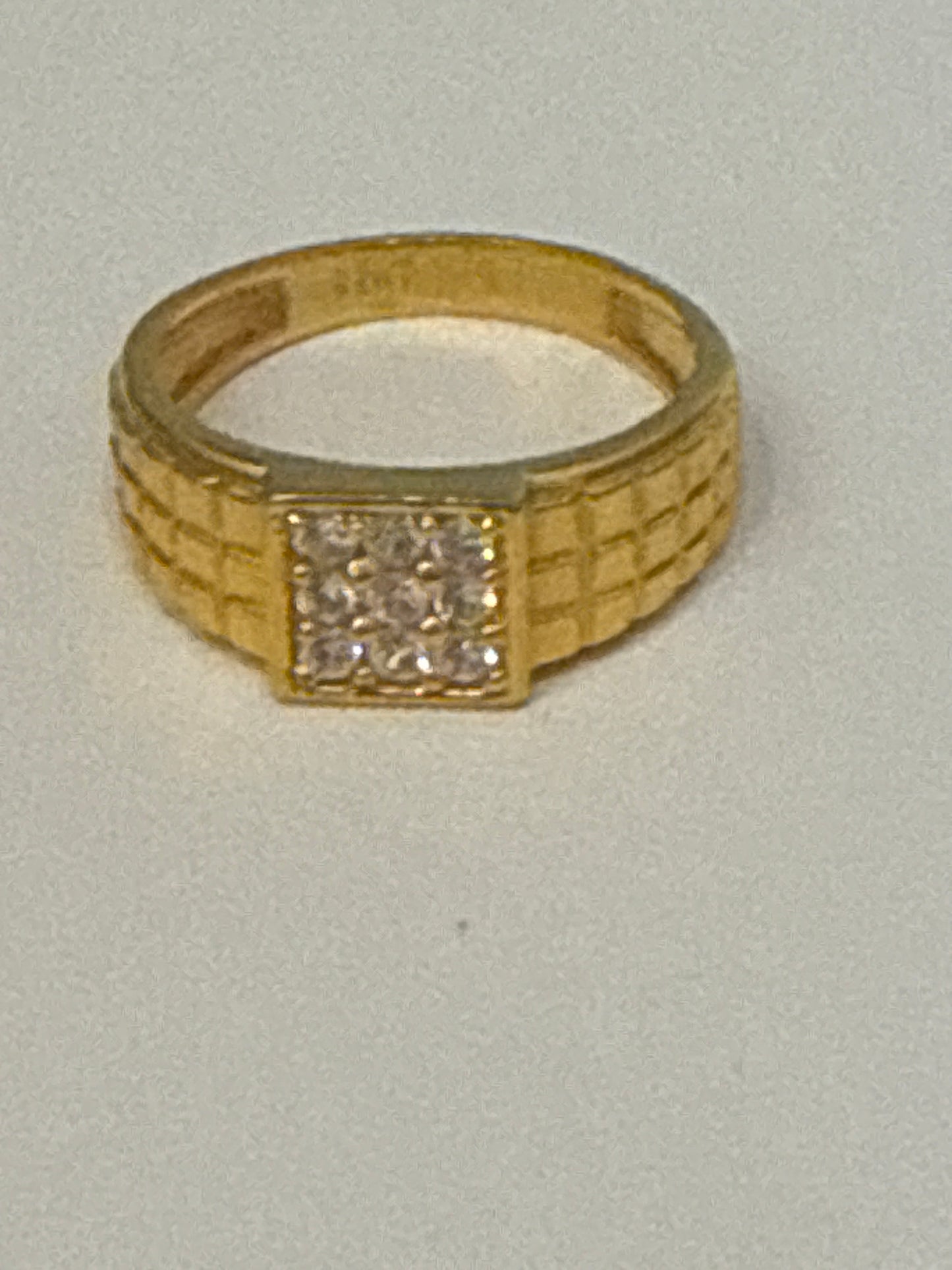 Men Wedding Anniversary Ring with White Sapphire 2 CT 22K Gold Size 10.5 Weight: 7.6g  SKU: R0229MW