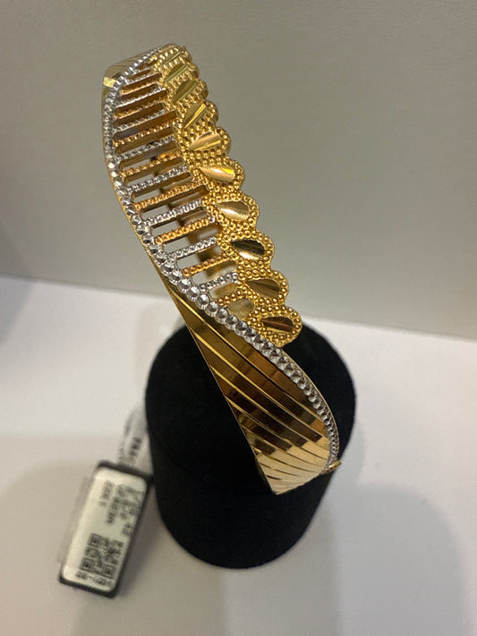 ORO - Italian Designer 22K in two Color  Gold and Rhodium Plated Stackable Bangle. 26.42g, 2.6 inches -  SKU: BA005