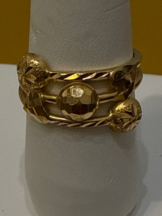 High Polished Reflective Multi-ring Design Elegant Light weight Index Finger Ring with a Modern Twist with 22K Gold Size 9, 3.0g  SKU: R0146W