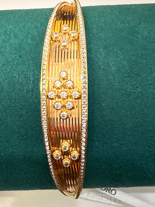ORO Italian Designer 22K in two Color Rose Gold and Rhodium Plated Stackable Bangle 2.6 inches - 29.38 SKU:BR0053O