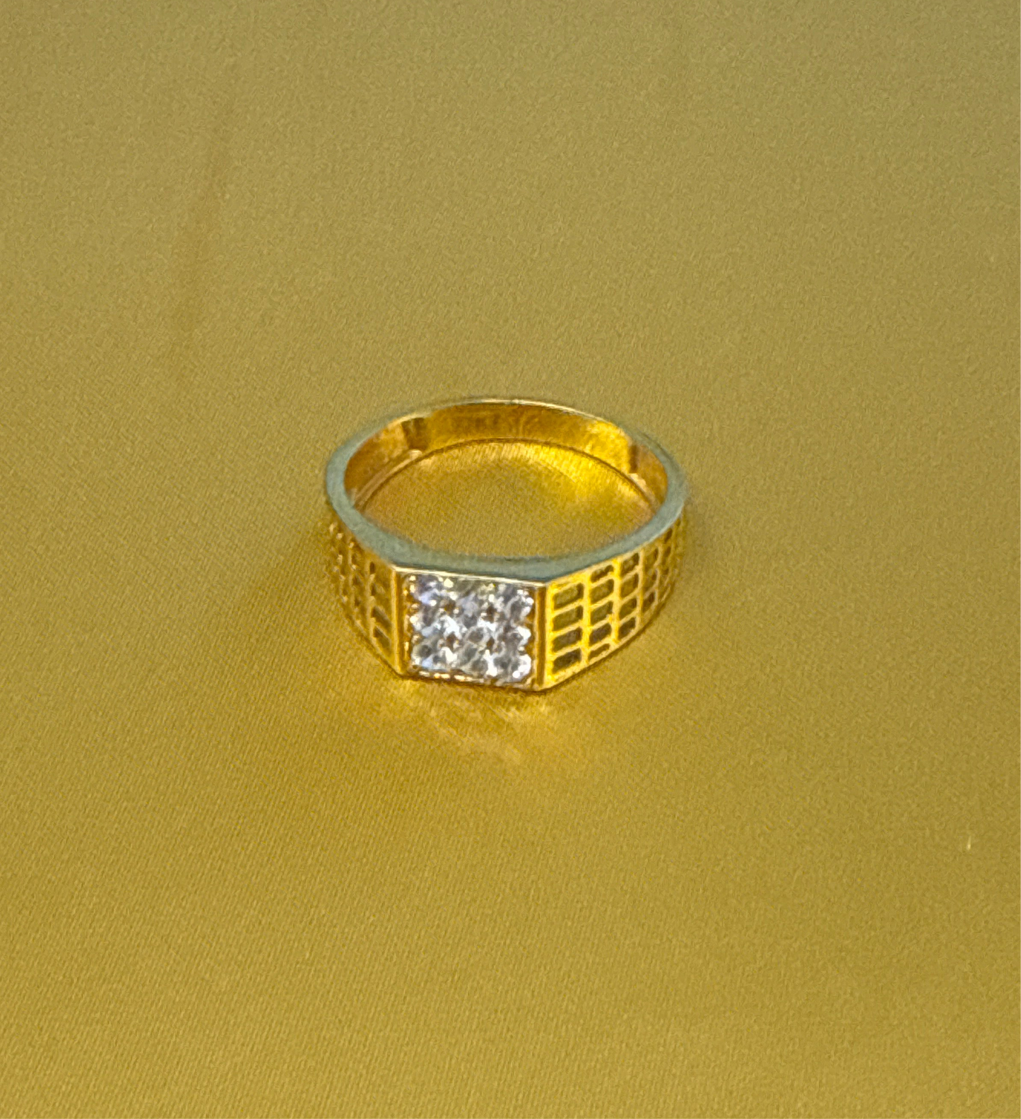 Men Wedding Ring Filigree Design with White Sapphire 1.5 CT 22K Gold Size 10.5 Weight:5.0  SKU: R0232MW