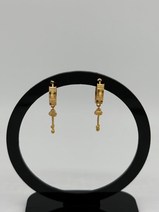 22K Gold earrings small fancy laser cut for youth and adults