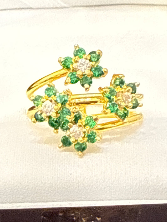 Multiband Gemstone Ring 22K Gold Size6, Weight: 3.7g SKU:RW063