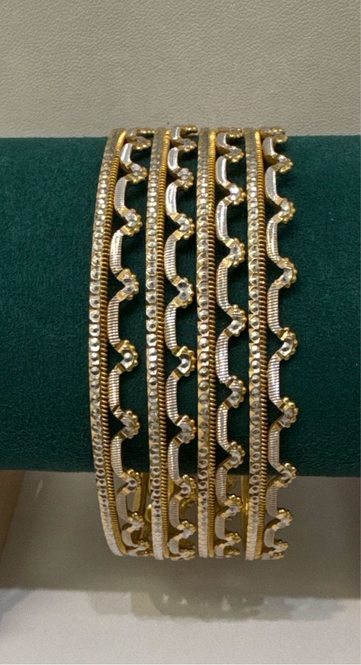 22K Gold Handmade Wedding 6 Bangles Rhodium Plated 145g SKU: BA008A