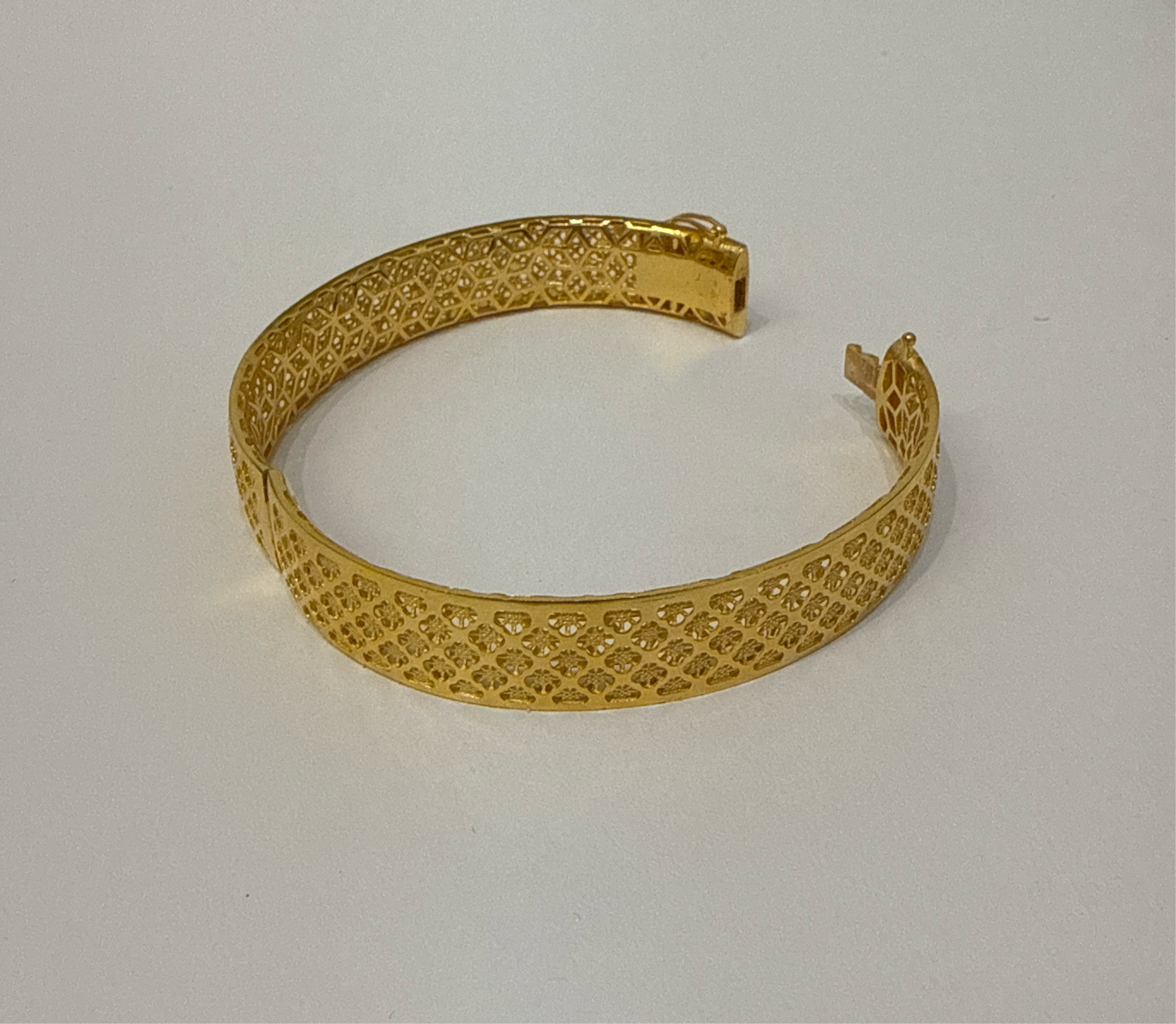 French Filigree Custom Design with Galleria 22K in Yellow Gold with Double Safety Lock VIP Bangle 2.7 - 25.2g SKU:BR0046BB