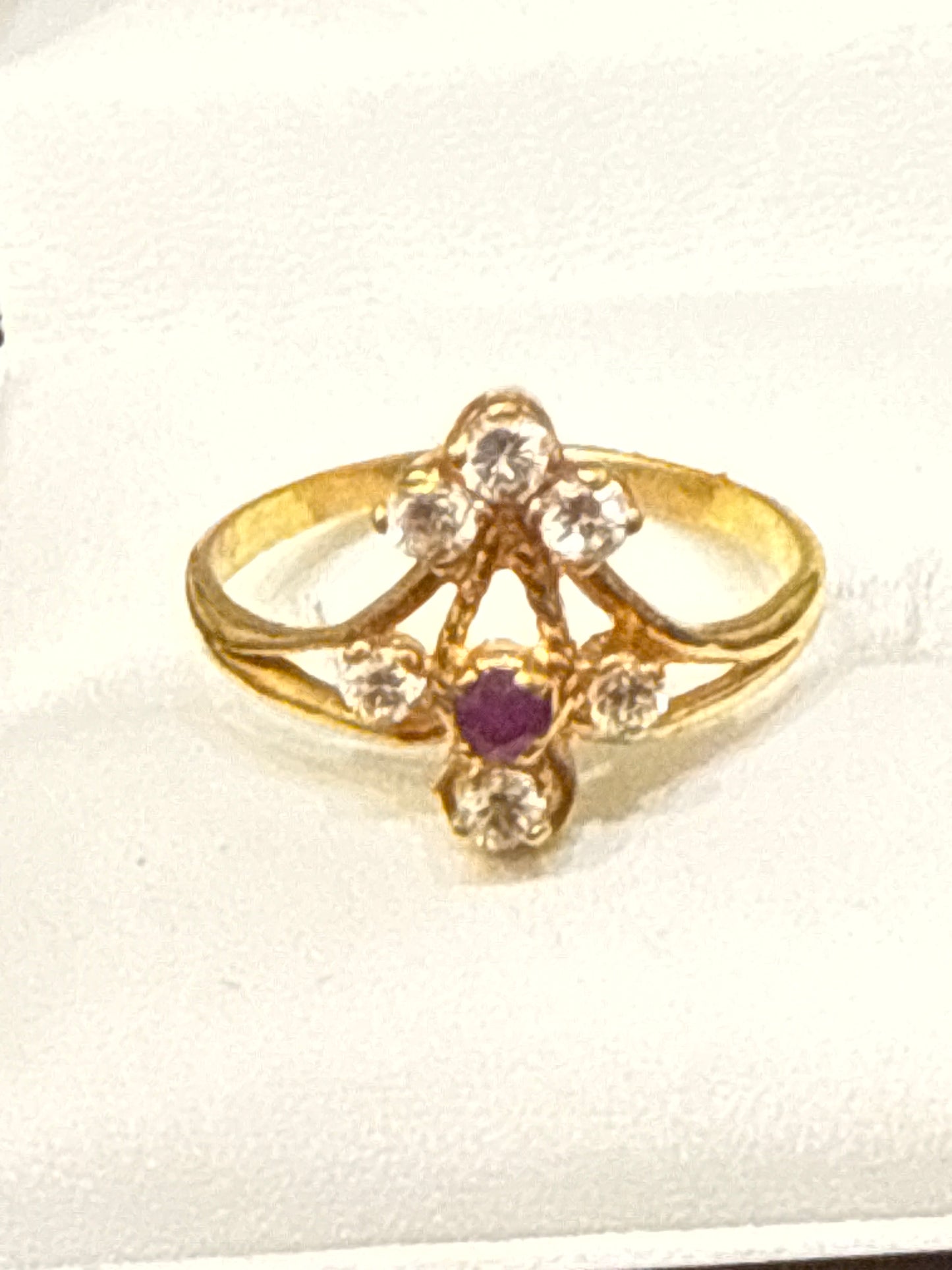 Must Have Modren Contemporary Design .2 CT Ruby and .6 Sapphire Hand Made high Polish 22K Gold Size 7, 3.3g  SKU: R019W