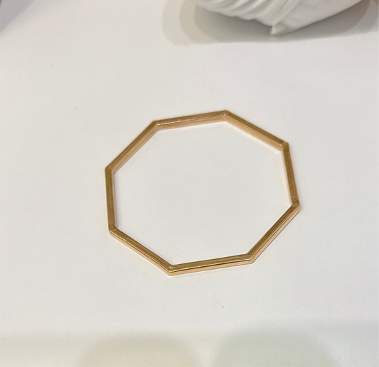 One-of-a-kind Custom Design Hexagon shaped Rose Gold Plated in 22K Gold Stackable Bangle. 2.10 inches -  15.1g SKU:BA014B