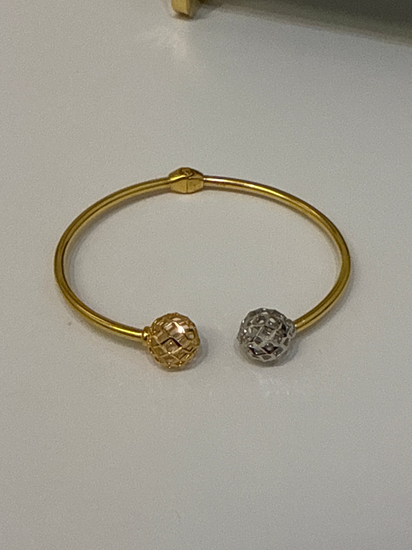 Designer Inspired Global Peace BRACELET in 22K Yellow Gold with Rose Gold and Rhodium Accent Globes  Easy on - 8.7g SKU:BR00048BB.