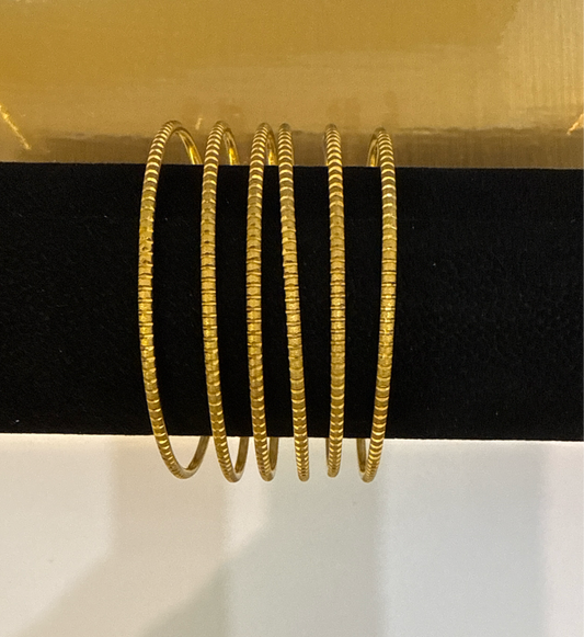 22K Gold Handmade Wedding 6 Bangles 87.8g Size 2.9 SKU: BA011S