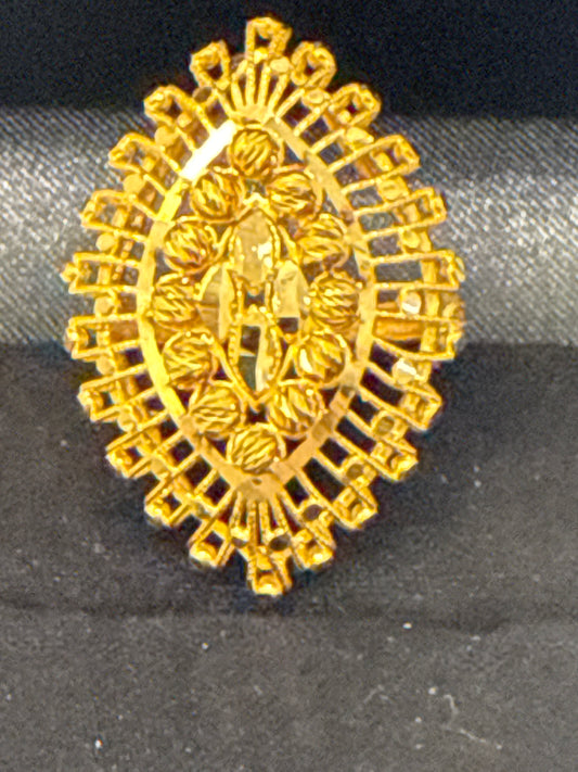 Dubai Morden Oval Design Laser Cut High Polish Shine Ring 22K Gold Size 8, Weight: 5.0g SKU:R155W