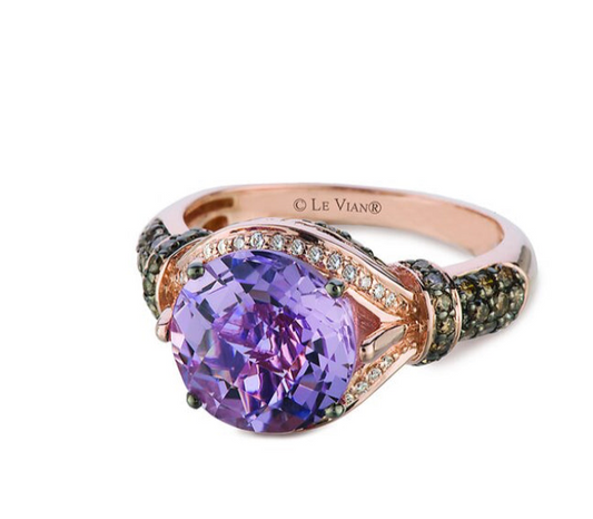 LEvian® Grand Sample Sale 14k Strawberry Gold 3.50 Ct. Tw. Diamond & Grape Amethyst Ring- size 10, can be resized for free