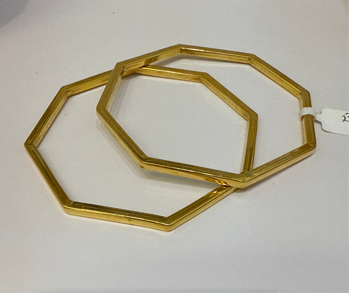One-of-a-kind Custom Design Hexagon shaped in 22K Gold Stackable Bangle. 2.10 inches -  15.2g SKU:BA014