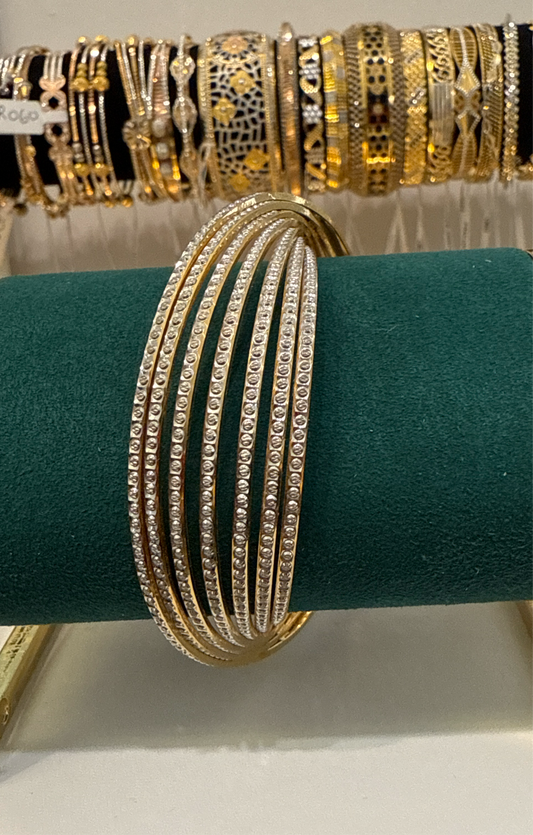 Custom Designe 22K in Yellow Gold and Decorated with Rhodium Plating VIP Bangle 2.8 - 56g SKU:BR0017G