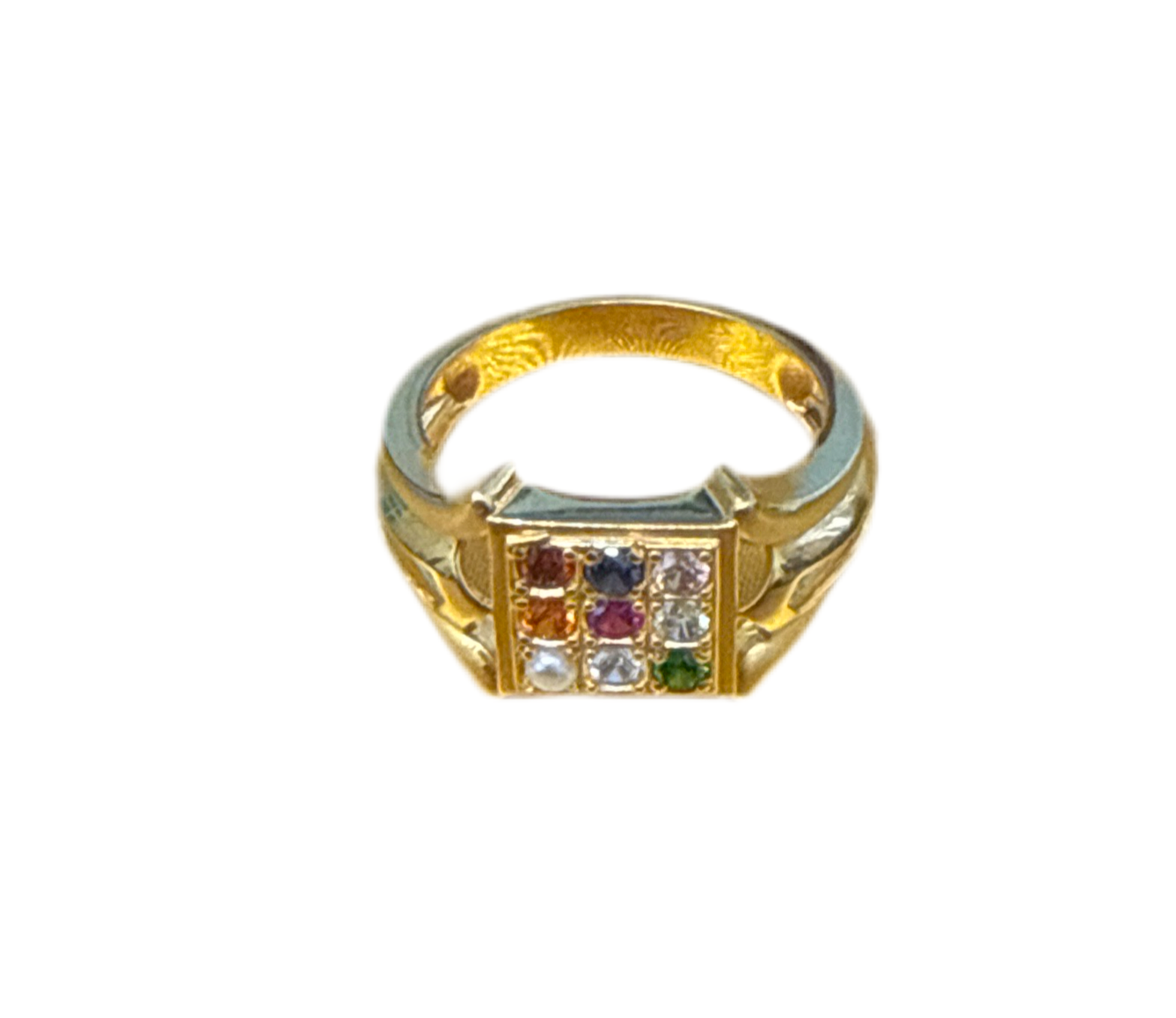 Mens Wedding Ring Multistone 2.5 CT 22K Gold Size 9.5 Weight:8.9g  SKU: R0236U