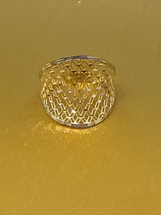 Must Have Contemporary Design a with Modern take with Light Weight Band Open Gallery Index or Second Finger ring for Wedding or Party Rhodium Plated 22K Gold Size 9.5, 2.8g  SKU: R0249W