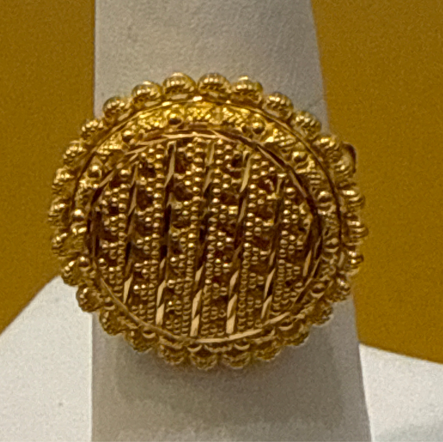 Must Have Contemporary Traditional, Open Gallery, Round Index or Second Finger ring for Wedding or Party 22K Gold Size adjustable 5-12, 6.6g  SKU: R0203W